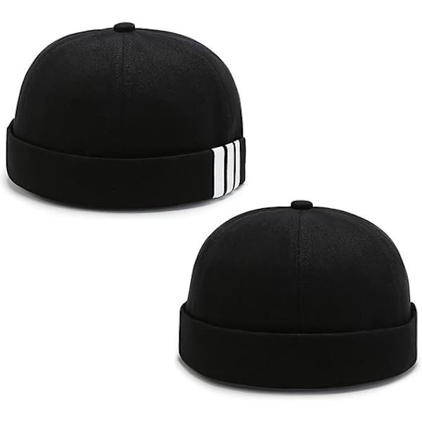 2-delt Docker-lue for menn Beanie Strapless Beanies Arbeider Sailor Cap Skull Cap Beanie Rolled Cuff Retro Justerbar