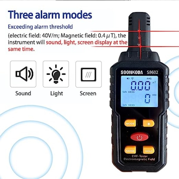 EMF-måler Strålingsdetektor Måler LCD EMF-detektor