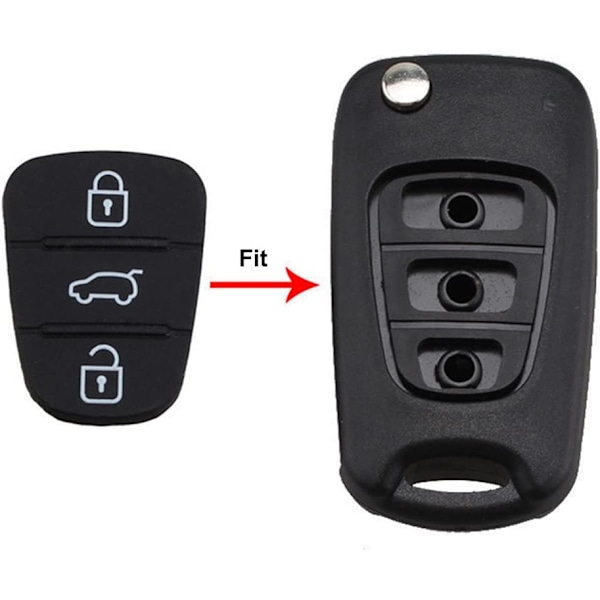 3 Knaps Nøglehus Nøglering Plade Gummi Udskiftning til Hyundai IX35 I30 Accent Kia K2 K5 Rio, Bil Nøglehus Autodele 1PC