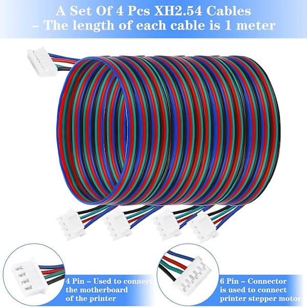 Steppermotorkabel - 4 st, Xh2.54 Steppermotorkopplingskabel