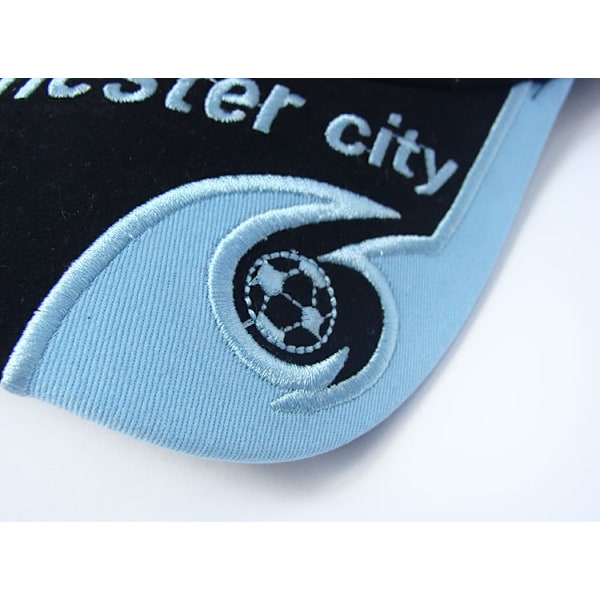 Kirjailtu lippis Unisex säädettävä jalkapallolippis Manchester City Black