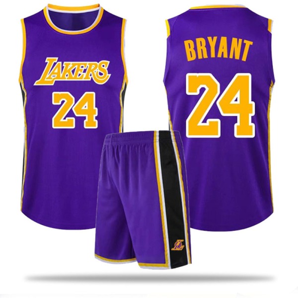 Mordely #24 Kobe Bryant Basketball Jersey Set Lakers Uniform for Kids Adults - Purple 24 (130-140CM)