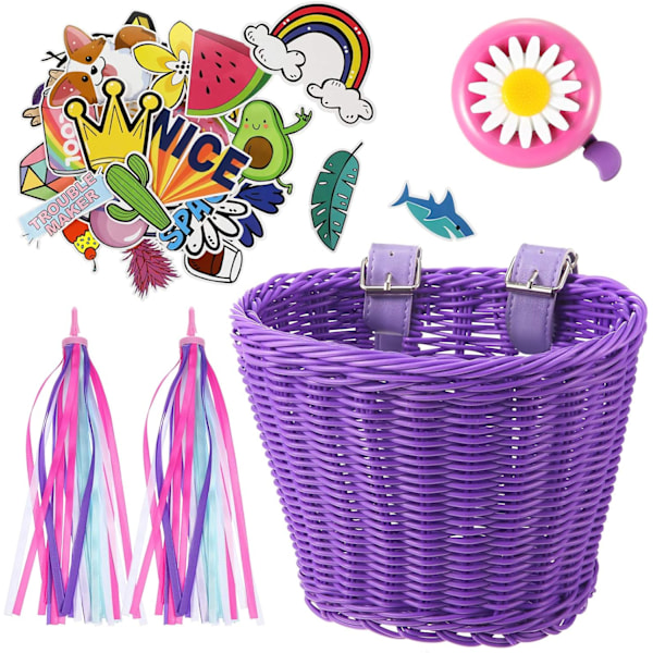 Barncykelkorg Streamers Set, Unicorn Barncykel Handtag Korg Korg Cykel Streamers Block och Klistermärken,