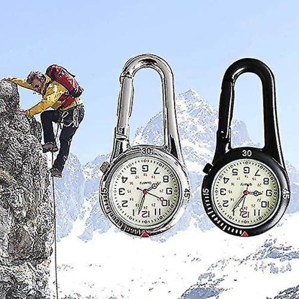 Clip On Karabiner Luminous Face Fob Watch Digital För Läkare Sjuksköterskor Paramedicinare Kockar Sport Unisex Herr Dam Svart