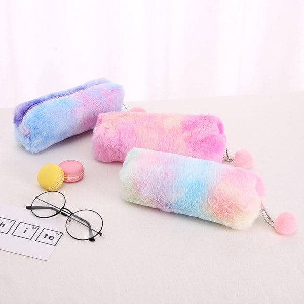 Plush pennfodral med gradientfärg, åttkantig, söt förvaringslåda, lila