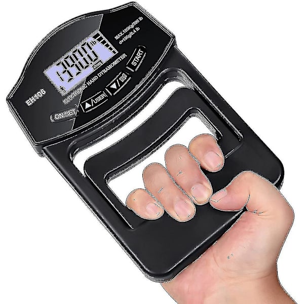 Grebstyrketester, 396lbs/180kg Digital Hånd Dynamometer Grebstyrkemåler USB LCD-skærm Hånd