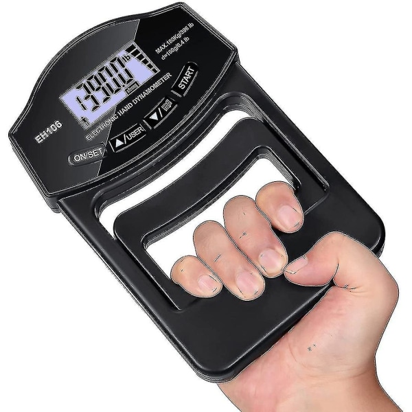 Grip Strength Tester, 396lbs/180kg Digital Hand Dynamometer Grip Strength Meter USB LCD-skärm Hand