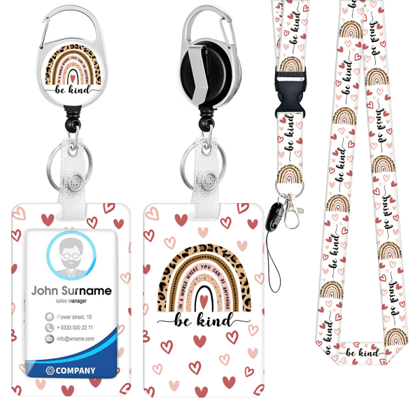 Retractible Badge Holder (Rainbow Leopard), Retractible La