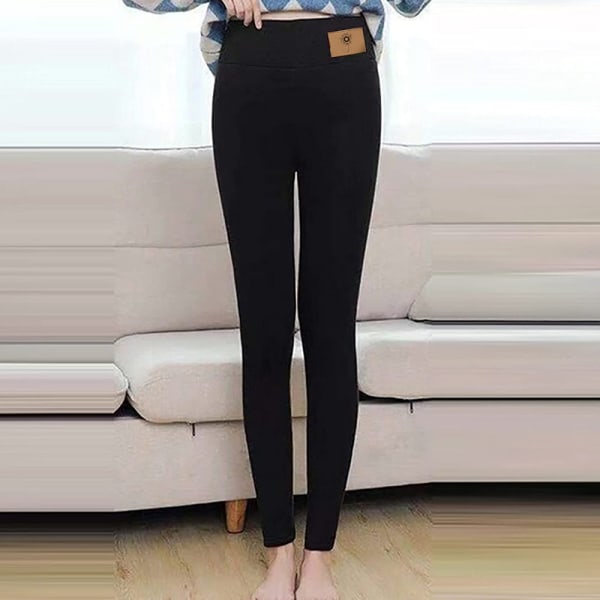 Termo Leggings Dam Vinterfodrade Joggingbyxor Sport Bomull Termoleggins Varmt Fleece Träningsbyxor Hög Midja Elastiska Fritidsbyxor med