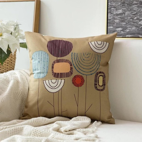 Dekorativa kuddfodral set om 4 45 cm X 45 cm Boho linne