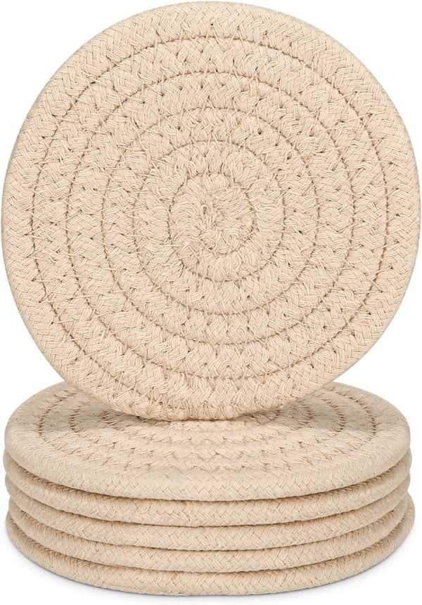 6 stk. Absorberende coastersæt til drikkevarer, moderne spisning (Beige)