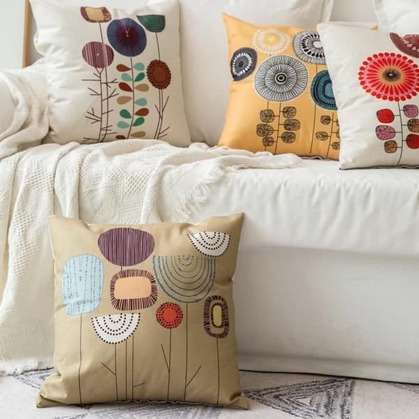 Dekorativa kuddfodral set om 4 45 cm X 45 cm Boho linne
