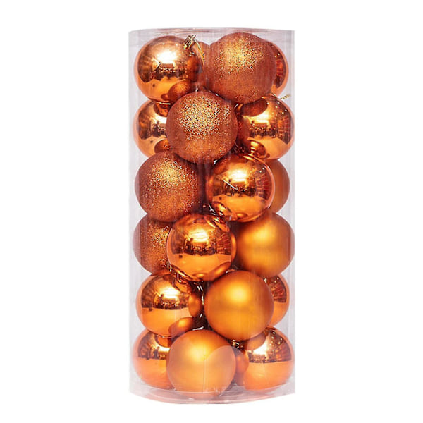 24 st Julgranskulor Dekorativa Tjocka Okrossbara Festliga Rekvisita Galvaniserade Pärlemor Kulor Hängsmycken För Jul Orange