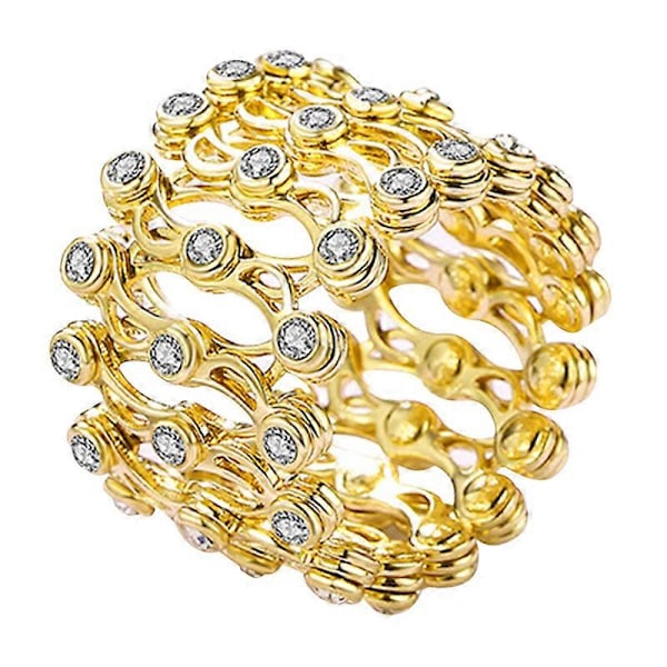S925 Silver Ringarmband 2-i-1 Transformerbart Ringarmband Teleskopiskt Ring för Kvinnor DB Gol Gold with diamond