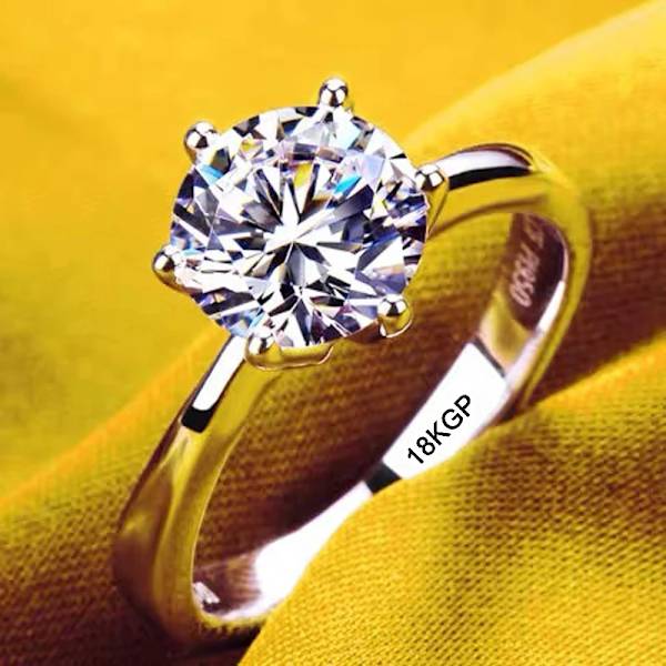 Med referencer ren hvid guld farve ægte tibetansk sølv ring brude 2ct zircon bryllup forlovelsesring allergivenlig smykker fire kløer R128 Four Claws R128 6