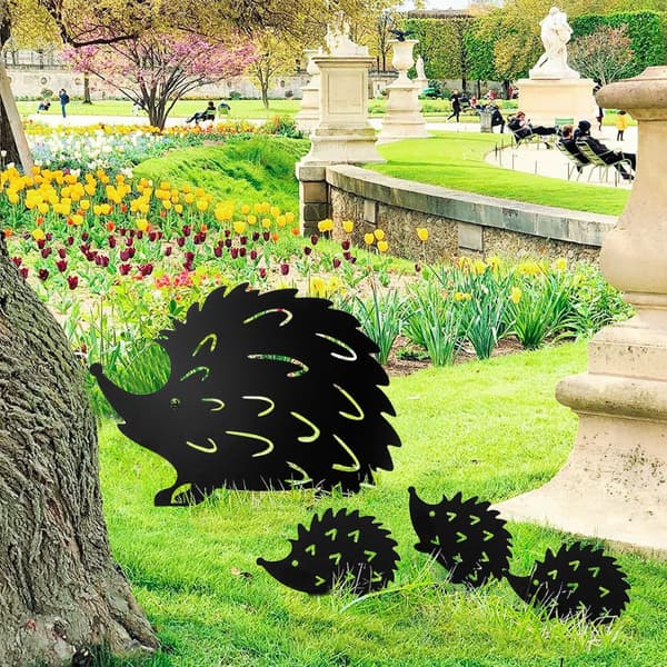 Hedgehog havepynt til haven, metal rust blomsterpind