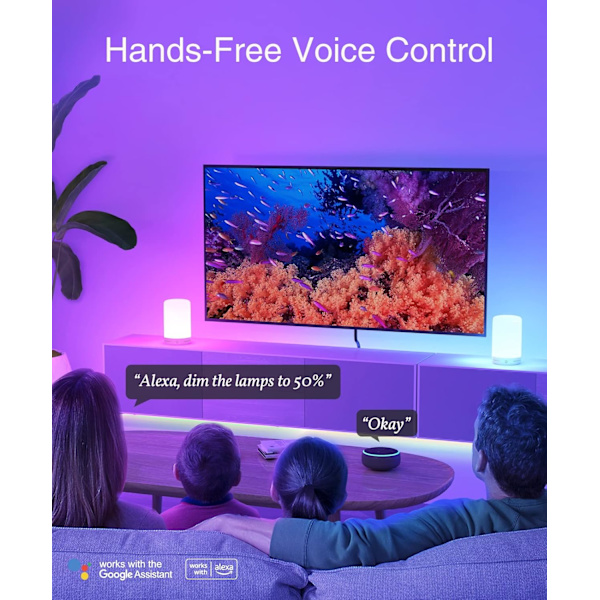 Smart lampa, LED-touchlampor vid sängkanten, RGB-färgförändrande dimbar &