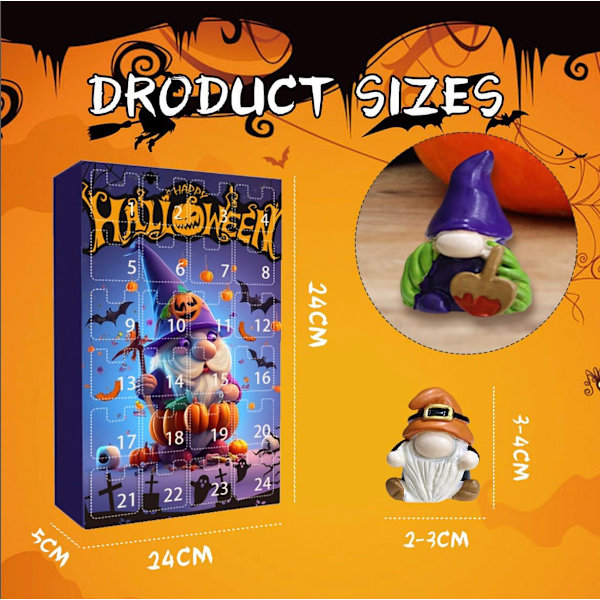 Halloween 2024, Halloween Adventskalender med 24 Samleobjekter, Alle 3D Samleobjekter til Julepynt, Halloween Nedtællingskalender