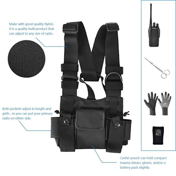 BEL-7643670026630-Walkie-Talkie Ryggsäck Bröstficka Universal Väska Tvåvägs Radiofodral Vildmark Brand Överlevnad Re