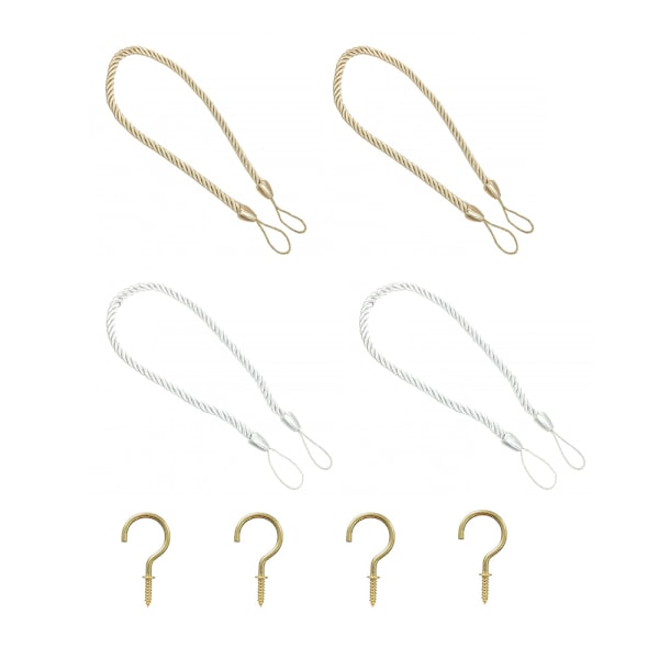 Pakke Gardinbindinger Gardintau BEIGE&HVIT BEIGE&HVIT Beige&White Beige&White