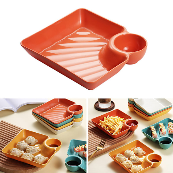 1 stk eddikrett servering sushi dumplings servering fat firkantet PP snacks tallerken Yellow