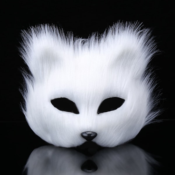 Fur Fox Mask Halloween Cosplay Costume Half Face Veil Glasses Masquerade Eye Mask ,Halloween Party Makeup Prop Costume Accessories Animal Party