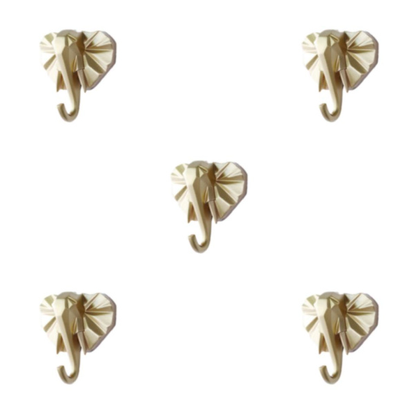 1/2/3/5 Vahva ja kestävä eläinpään avaimenkoukku yksinkertaiselle kullalle (elefantti) gold (elephant) 5 Sets