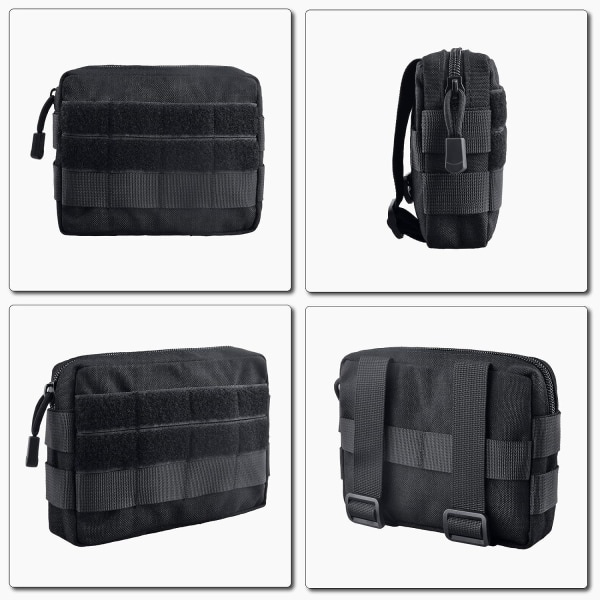 Taktisk Molle-väska (svart) EDC-väska Multifunktionell militär bältesväska för vandringsresor utomhussport