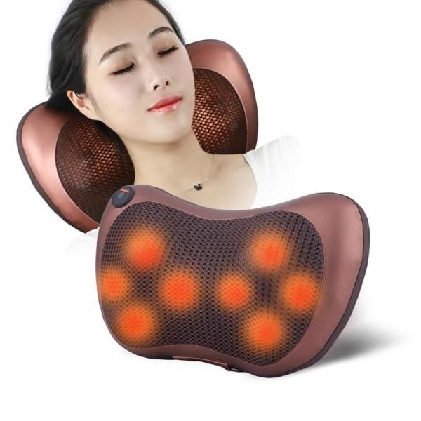 Trådløs nakke- og rygmassager med varme - 3D dyb æltemassagepude, genopladelig og uden stik