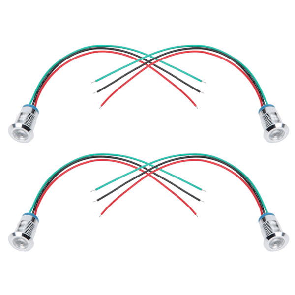 4 sæt indikator LED-lys vandtæt fælles anode industrielle kontrolkomponenter 12mm 110-220V rød og grøn