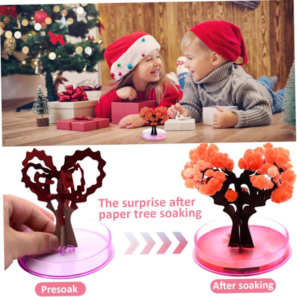 Magiskt Sakura-träd Mini Magiskt Träd Kristallväxande Hjärtformat Magiskt Trädpapper
