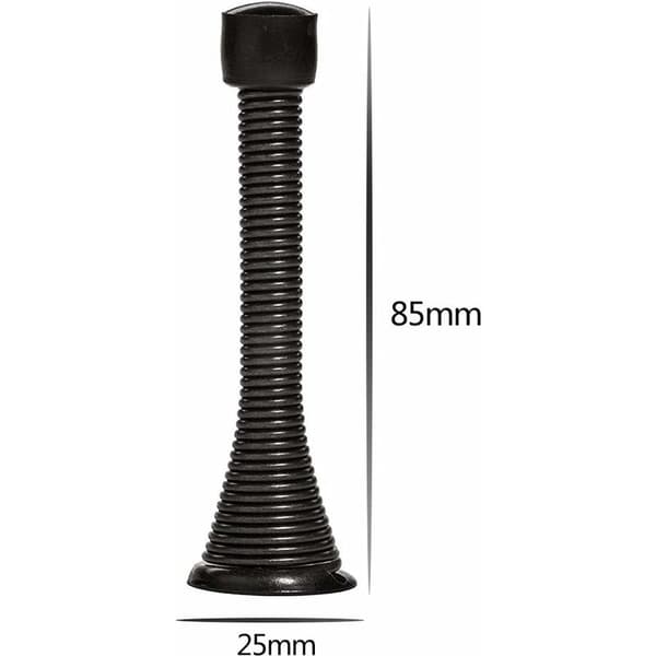 Fjäderbelastat dörrstopp 2-pack dörrstopp 85mm väggmontering med skruvar Svart