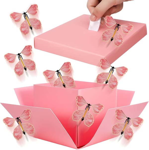 Pop-Up Sommerfugl Overraskelsesgaveeske, 3D Flygende Sommerfugl Eksplosjonsboks til Valentinsdag, Jul og Konfirmasjon 2