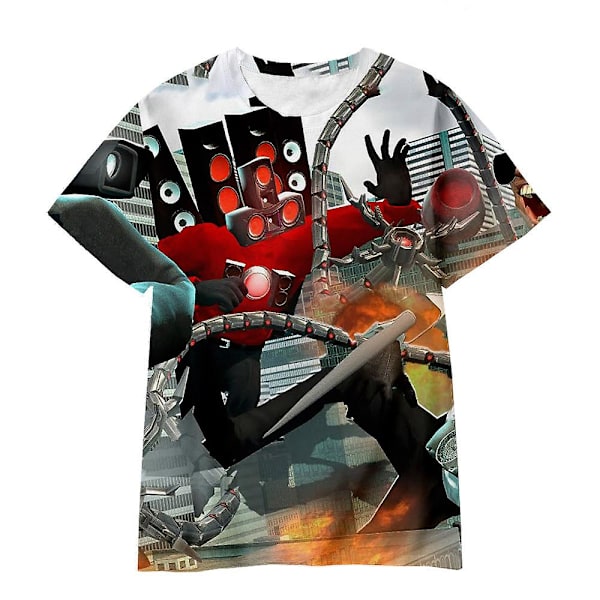 Skibidi WC T-paita Anime Peli Vaatteet Pojat Tytöt Vaatteet Muoti Harajuku T-paita Kesä 3d-tulostus Lapset T-paita Streetwear Topit Skibidi WC-4 Skibidi Toilet-4 100CM