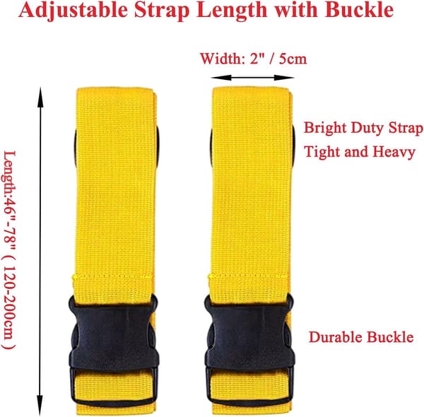 2-pack justerbara remmar med snabbspänne för resväskor, klara färger, gul