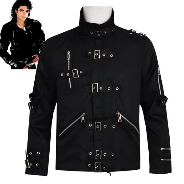 Mænd Sort Slim Fit Bad Era Tour Jakke Kostume Efterligning Outfit til Stjerneperformer jacket S