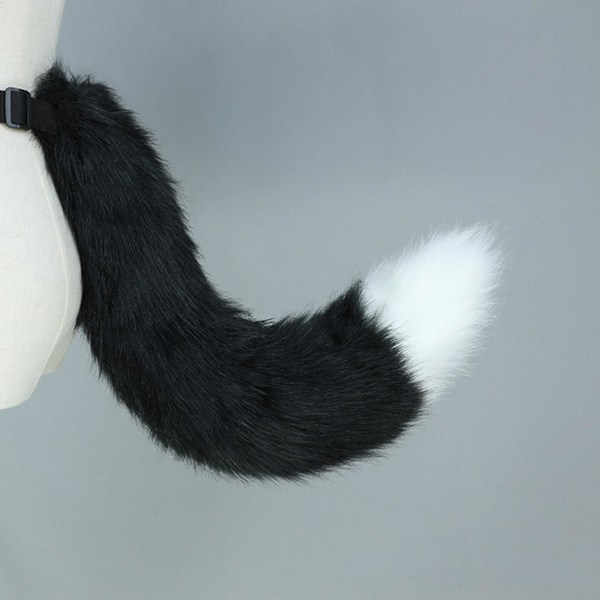 Fleksibel kunstig pels kattekostume hale cosplay Halloween julefest kostumer Wine red and white