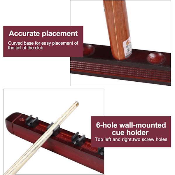 Vegghengt køllholder for biljardkøller - Snooker-tilbehør - Køllholder for skole, hjem og klubber