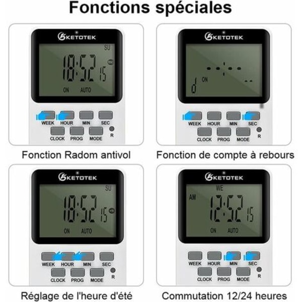 Plug-in digital timeruttag 16A 3600W LCD-skärm 20 grupper på/av Programerbar timer 24 timmar 7 dagar AC220V Energisparande