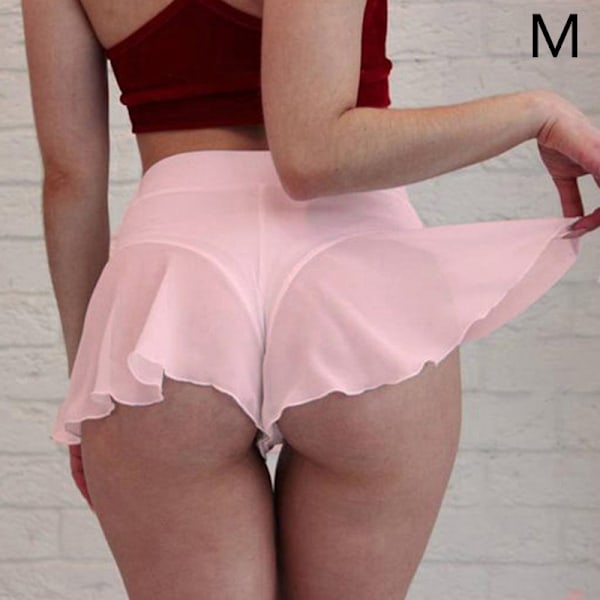 Mote Shorts Kvinner Skjørt Bukser Høy Midje Stangdans Ruffled - Perfekt Pink&M