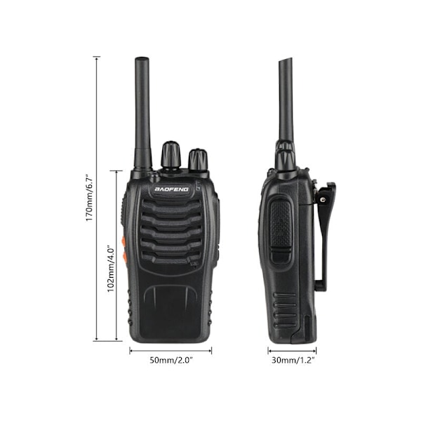 2 stk BF-88E 1500mAh Walkie Talkie Ultra-lang standby EU Standard Svart