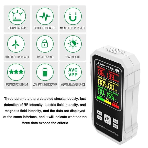 Elektromagnetisk strålingsmåler EMF-måler SORT[qb] Black