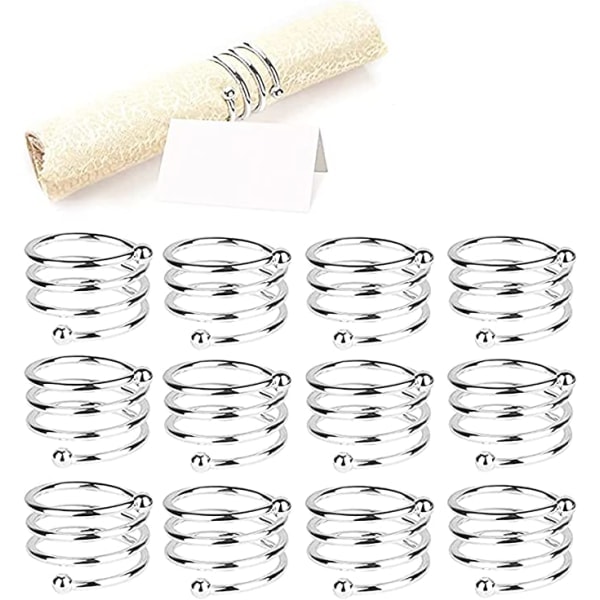 Servettring (12-delad spiral, silver), 12-delad metallservettbock