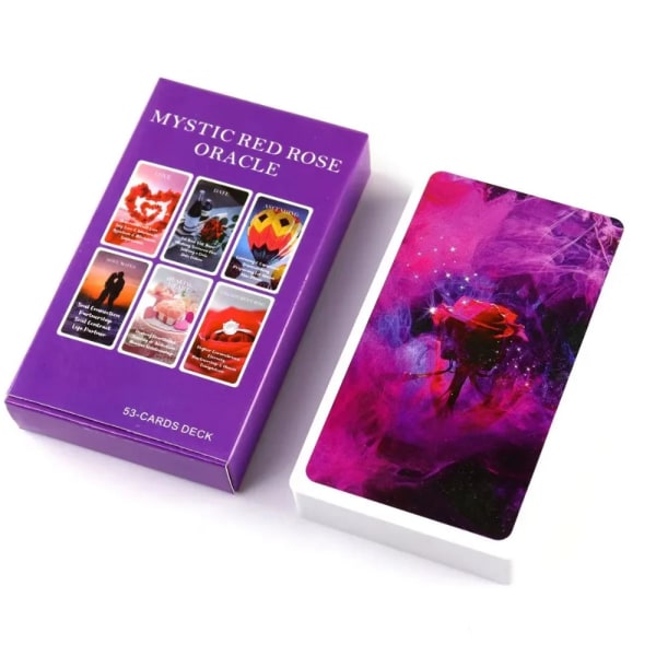 53 kort Mystic Red Rose Oracle Deck 10,3*6cm En situationsdäck Tarotkort Twin Flame Oracle Cards Kärlek Nyckelord B Mystic Red Rose Oracle Deck