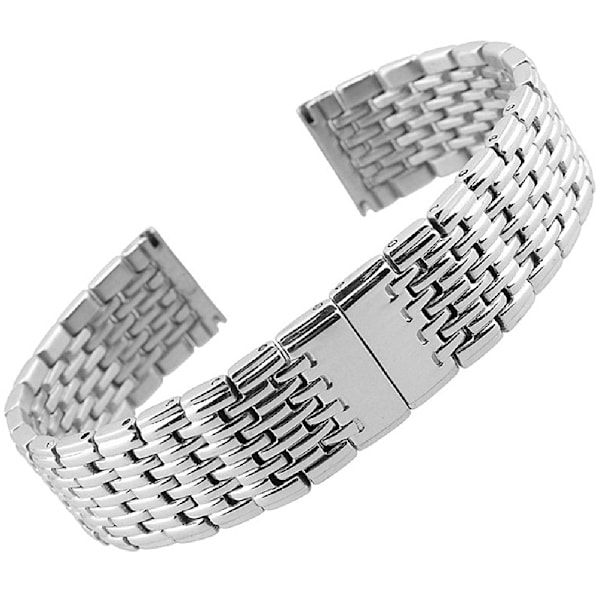 13/18/20/22mm Herrebånd til damer, metal rustfrit stål sølv Silver 18mm