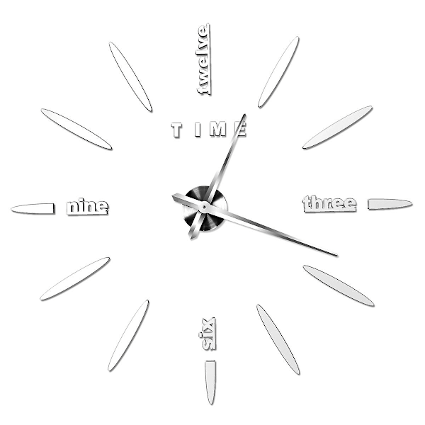 3D Stor Väggklocka DIY Akryl Spegelklocka Klocka Storlekar Klockor Europa Horloge Vardagsrum Heminredning Flera Stilar Silver B Silver B 37 inches (60-90cm)