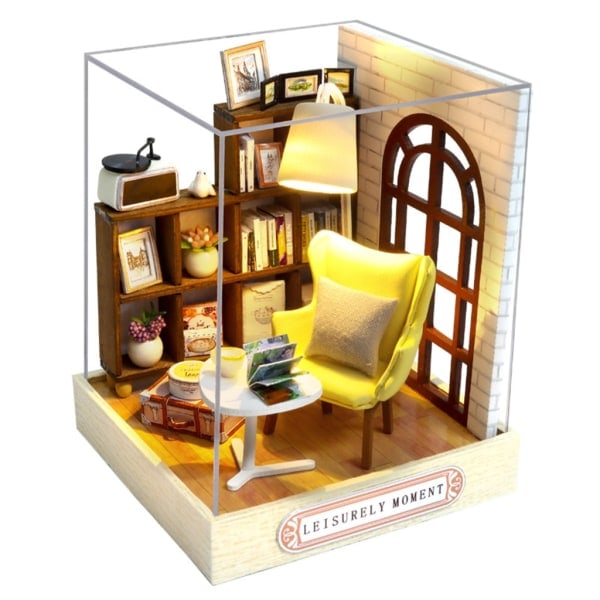 DIY Dockhus Miniatyr med Möbler Trämönsterhus Sätt Rum Dekorationer Hantverk Present till Tonåringar Vuxna Kvinnor Flickor null - 4