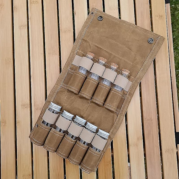 Fällbar kryddburksförvaringsväska för utomhuspicknick, bärbar, hopfällbar kryddväska för resor och camping (1 set (10 st))
