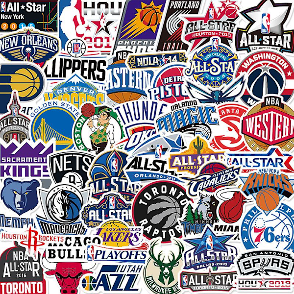 NBA-klistremerker (50 ark) NBA-basketballer for smarttelefoner, sykler, sparkesykler, ski, bagasje.