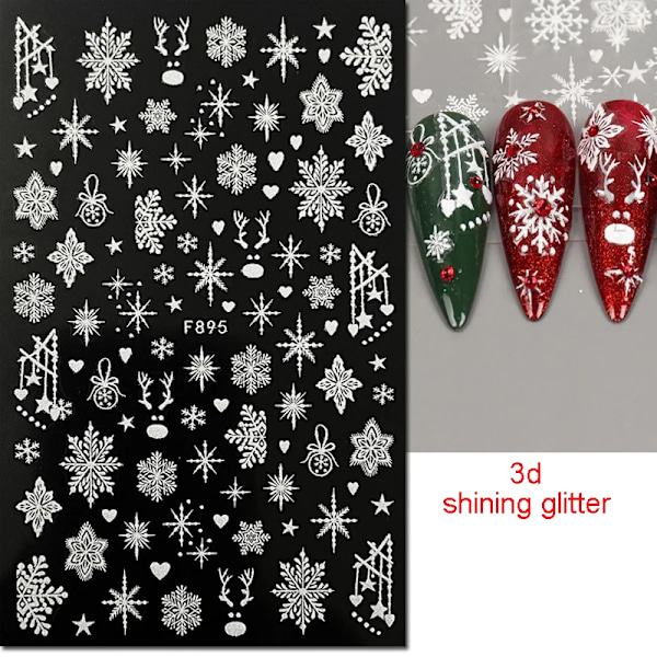 Neglekunst 3D-klistremerker skinnende glitter vinter jul snøflak lim skyer negleklistremer dekorasjon for neglespisser skjønnhet. HAN681